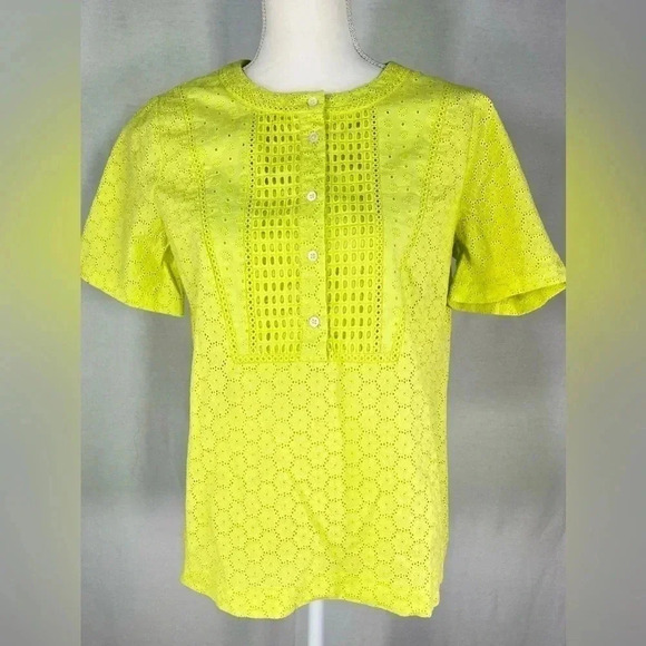 J. Crew Yellow Eyelet Blouse - Picture 1 of 13